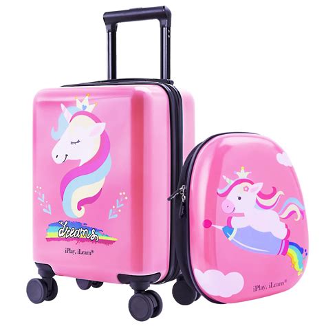 Buy Unicorn Kids Luggage Girls Carry On Suitcase W 4 Spinner Wheels