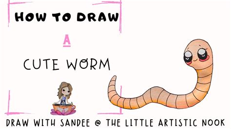 How To Draw A Cute Worm Step By Step Insect Illustration Tutorial