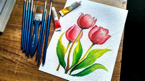 Simple Flower Painting In Watercolor Paint With David