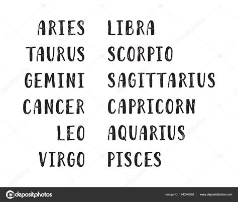 Zodiac Signs Names — Stock Vector ©