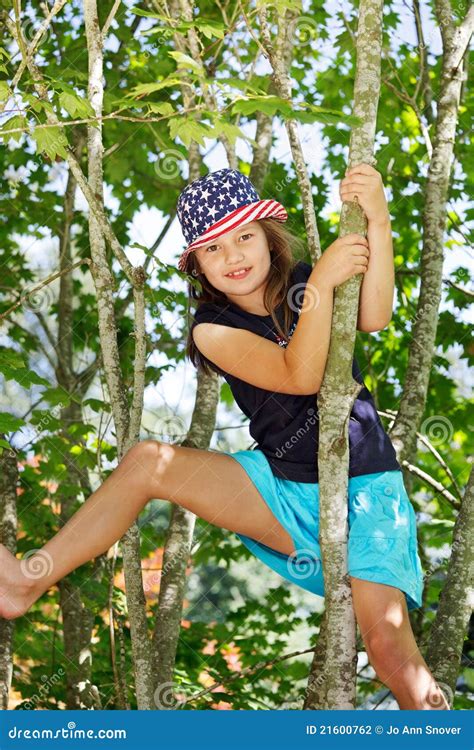 Girl Climbing A Tree Stock Photo Image Of Female Stars 21600762