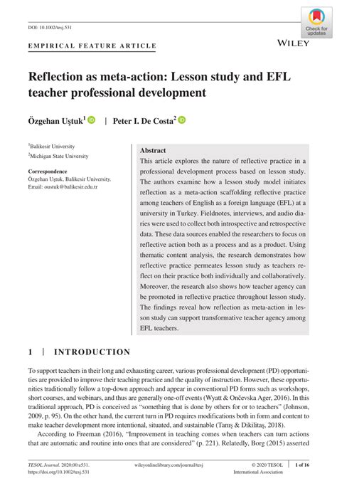 We list the most common interview questions and offer expert tips on responding to them. (PDF) Reflection as meta‐action: Lesson study and EFL ...