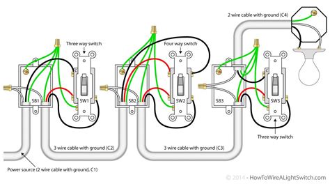 4 switches wiring in one box. Wiring Diagram For 3 Way Switch With 4 Lights | Light switch wiring, 4 way light switch, Home ...