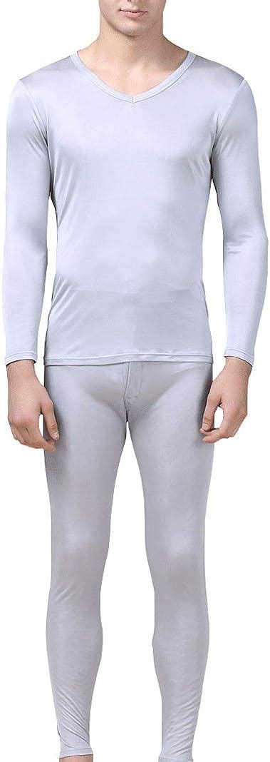 Mens Silk Thermal Underwear Sets Silk Long Underwear V Neck Silk