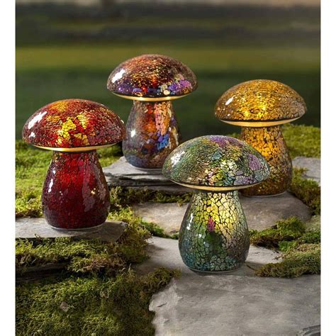 Browse outdoor fire pits and fire tables including portable wood fire pits and gas fire pit tables to add fire and heat to your exterior patio space. Glass Mosaic Mushroom Lawn Ornament Purple - Plow & Hearth ...