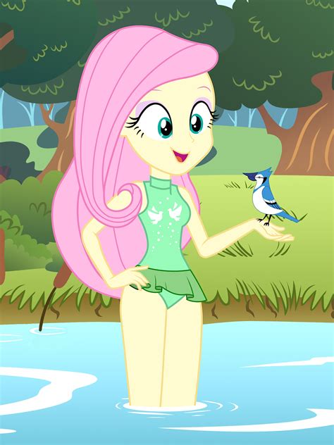 Fluttershy At The River In Her Swimsuit By Draymanor57 On Deviantart