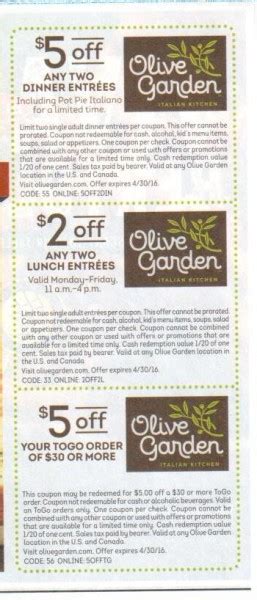 New Olive Garden March 2016 Coupons Buyvia