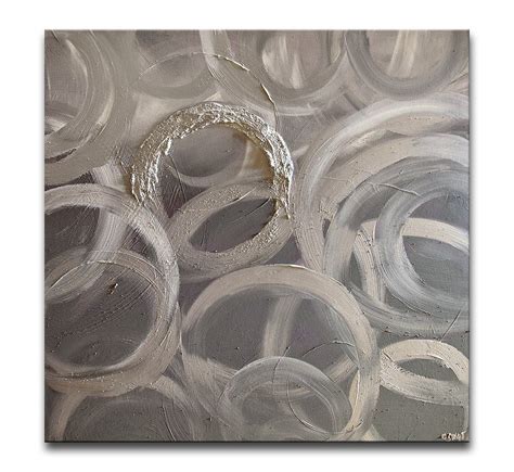 Modern Silver Abstract Painting 40 X 40 Original