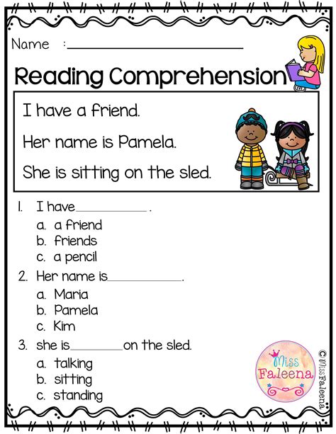 Kindergarten Worksheets Reading Comprehension Kidsworksheetfun