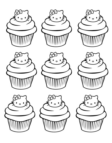 You can print or color them online at getdrawings.com for absolutely free. Cupcakes hello kitty simple - Cupcakes Adult Coloring Pages