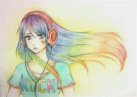 Manga Girl Listening To Music By Jwu02 On Deviantart