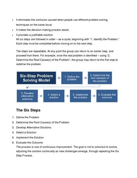 Solution The Six Step Problem Solving Model Studypool