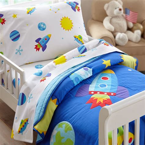 You want to build memories you can recall clearly later in life, and that's why it's so important to celebrate each milestone. Outer Space Rocket & Planets Toddler Boy Bedding Blue ...