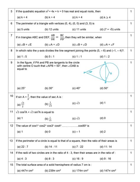 Cbse Class 10 Math Basic Sample Paper 2023 With Solutions And Marking