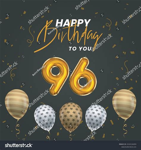 Happy 96th Birthday Greeting Card Vector Stock Vector Royalty Free