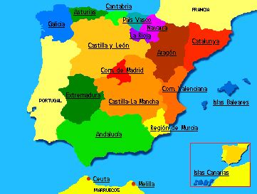 Politische landkarte mit den einzelnen regionen. Die Regionen von Spanien - Provinzen Spanien Comarcas