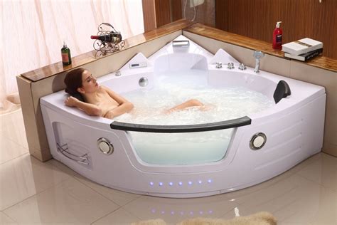 Person Hydrotherapy Computerized Massage Indoor Whirlpool Jetted Bathtub Hot Tub A White