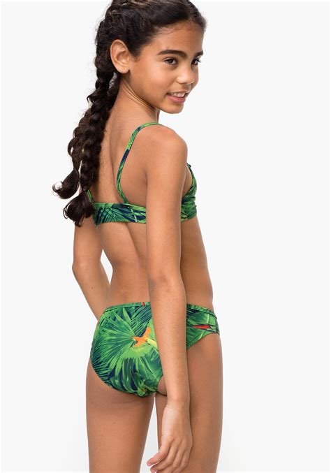 Comprar Bikini Bandeau Estampado Con Volante Tex Aprov Chate De