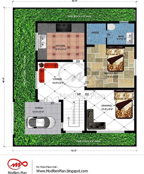 7 Marla House Plan 1800 Sq Ft 46x41 Feet