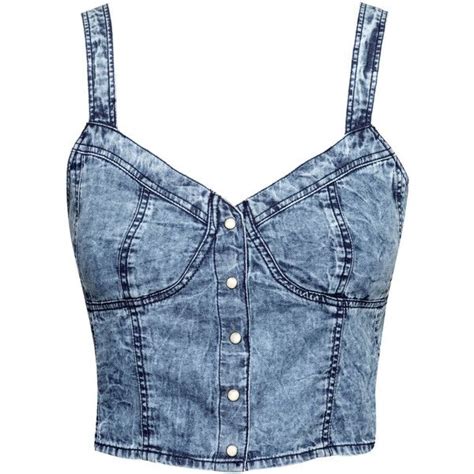 Handm Denim Bustier 430 Rub Liked On Polyvore Featuring Tops Shirts