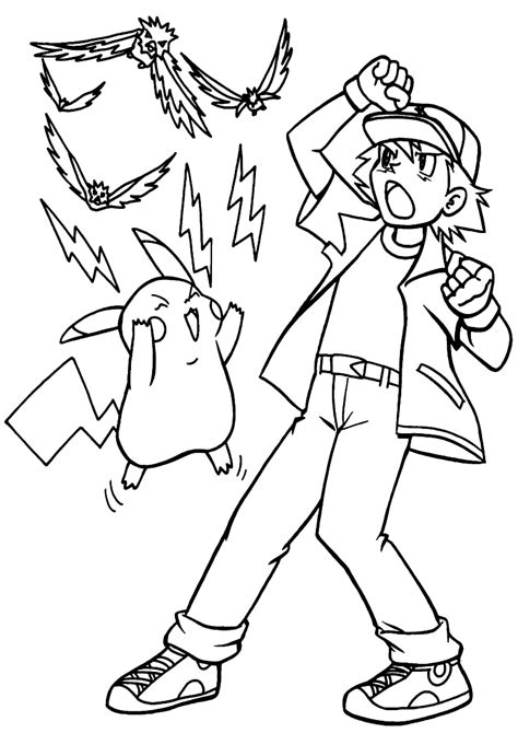 Ash Ketchum Holding Pokeball Coloring Page Anime Coloring Pages