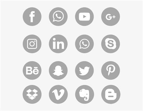 Download Gray Social Media Icons Set Logo Symbol Social Media Grey