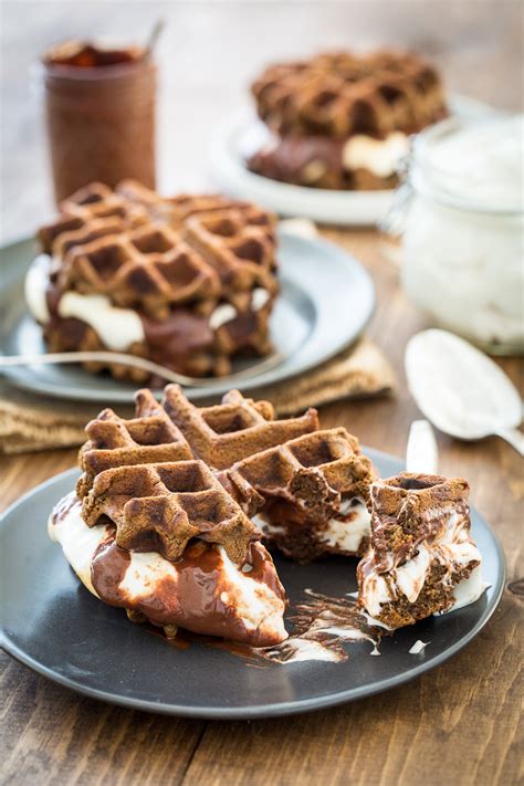 Vegan S Mores Waffles With Sugar Free Marshmallow Fluff