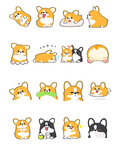 • this is a simplified cartoon version of a corgi. Corgi on Behance Artist : 插插 郑 | Cute dog drawing, Cute animal drawings, Cute doodles
