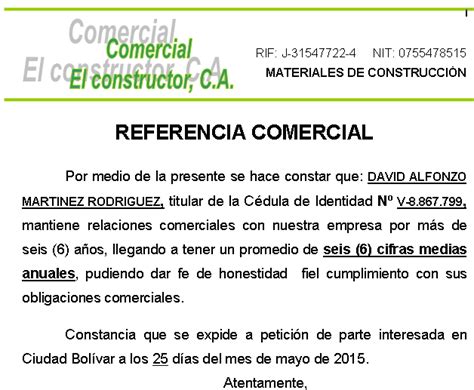 Modelo De Carta Referencia Comercial En Colombia Financial Report Vrogue