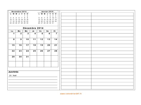 Calendrier Décembre 2014 à Imprimer Gratuit En Pdf Et Excel