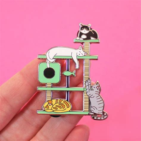 New Xl Cat Tree Hard Enamel Pin Lapel Pin Clorty Cat Crafts