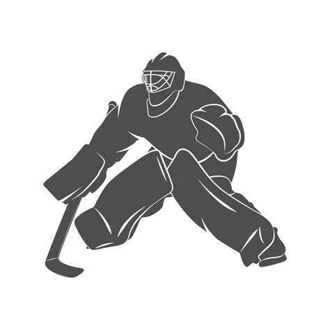 Silhouette Hockey Goalie Player On A White Background Vector