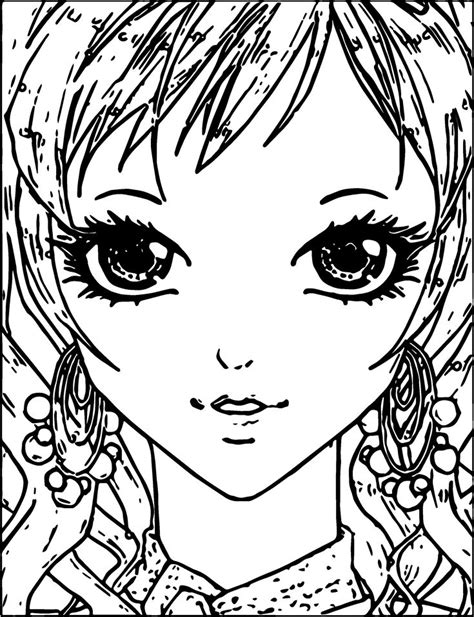 Cool Manga Small Girl Face Coloring Page