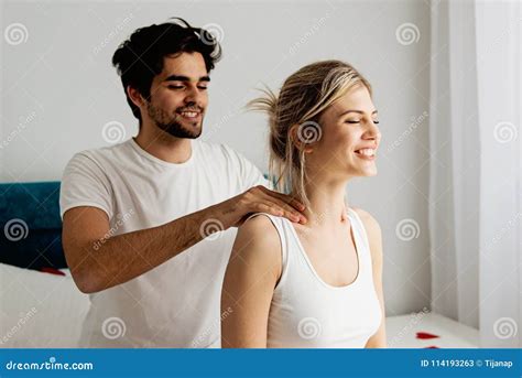 Man Giving A Head Massage To His Girlfriend Stock Image Image Of Together Young 114193263