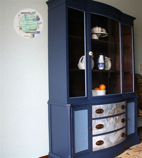 The Turquoise Iris ~ Furniture And Art Navy Blue Hutch With Decoupage