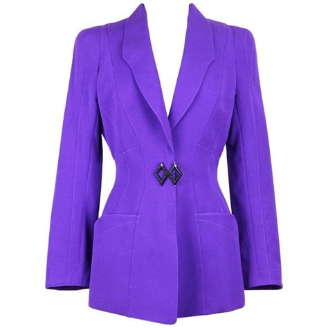 Thierry Mugler Paris 1980s Vibrant Purple Wool Fitted Jacket Blazer