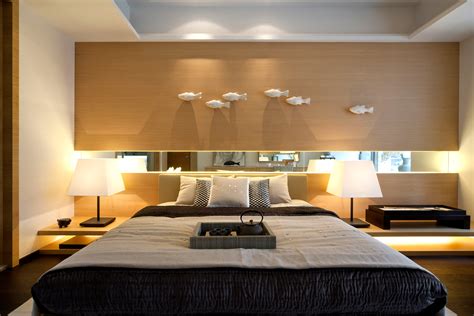 Modern Oriental Bedroom Blone Wood Cool Neutrals Steve Leung Interior