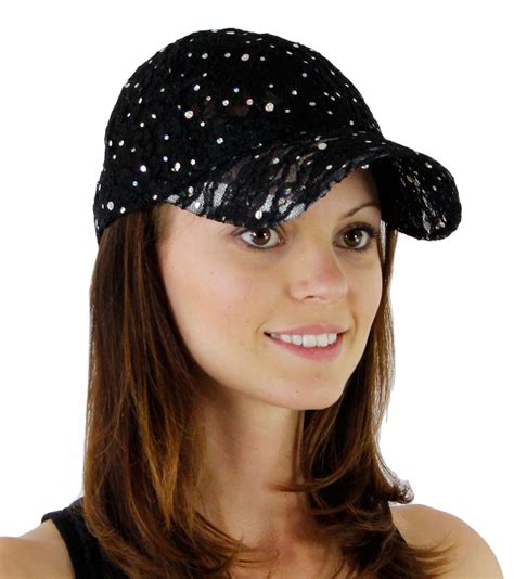 Womens Lace Glitter Sequin Baseball Hat Cap Ebay