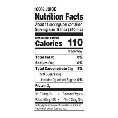 Tropicana Apple Juice Nutrition Label Registrymoli