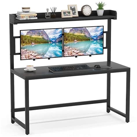 Tribesigns Computer Desk With Dual Monitor Mount 55 Inch Large Modern