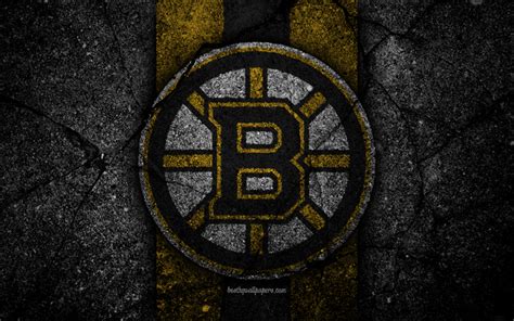 Download Wallpapers 4k Boston Bruins Logo Hockey Club Nhl Black