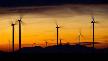 Energy Sunset Windmills Horizon Electricity Blades Dark