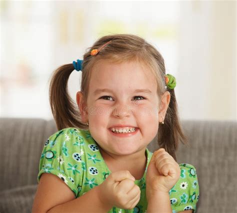 Portrait Of Excited Little Girl Stock Photo Image Of Green Alone
