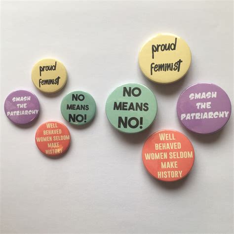 Set Of 4 Feminist Button Badges Political Feminism Pins Etsy
