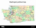 Washington State politische Karte Stockfotografie - Alamy