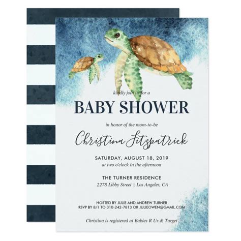 Sea Turtle Baby Shower Invitation Zazzle Com In Turtle Baby