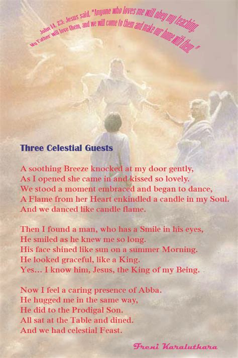 Three Celestial Guests Poem By Freni Karaluthara Poem Hunter