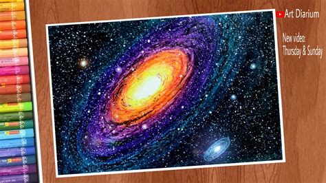 Galaxy Art With Oil Pastels Andromeda Galaxy Drawing Step By Step