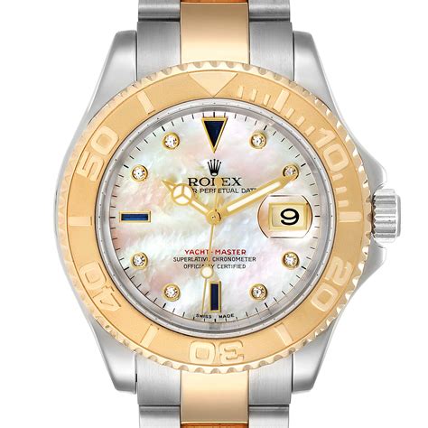 Rolex Yachtmaster Steel Yellow Gold Diamond Sapphire Serti Watch 16623 Box Swisswatchexpo
