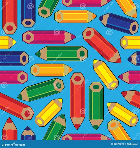 Colored Pencils On Seamless Pattern Stock Vector Illustration Of